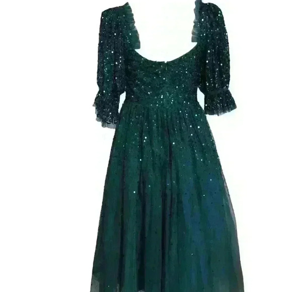 Emerald Sequin Midi Dress Maya Deluxe - Picture 2 of 3